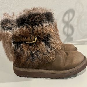 UGG Girls Brown Furry Boots